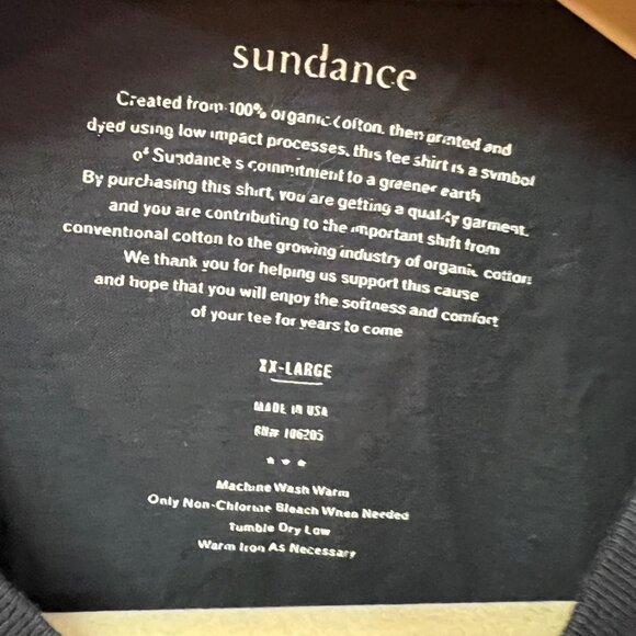 Sundance Men's Size XXL100% Organic Cotton L/S Crew Neck T-Shirt. Black - Picture 2 of 3